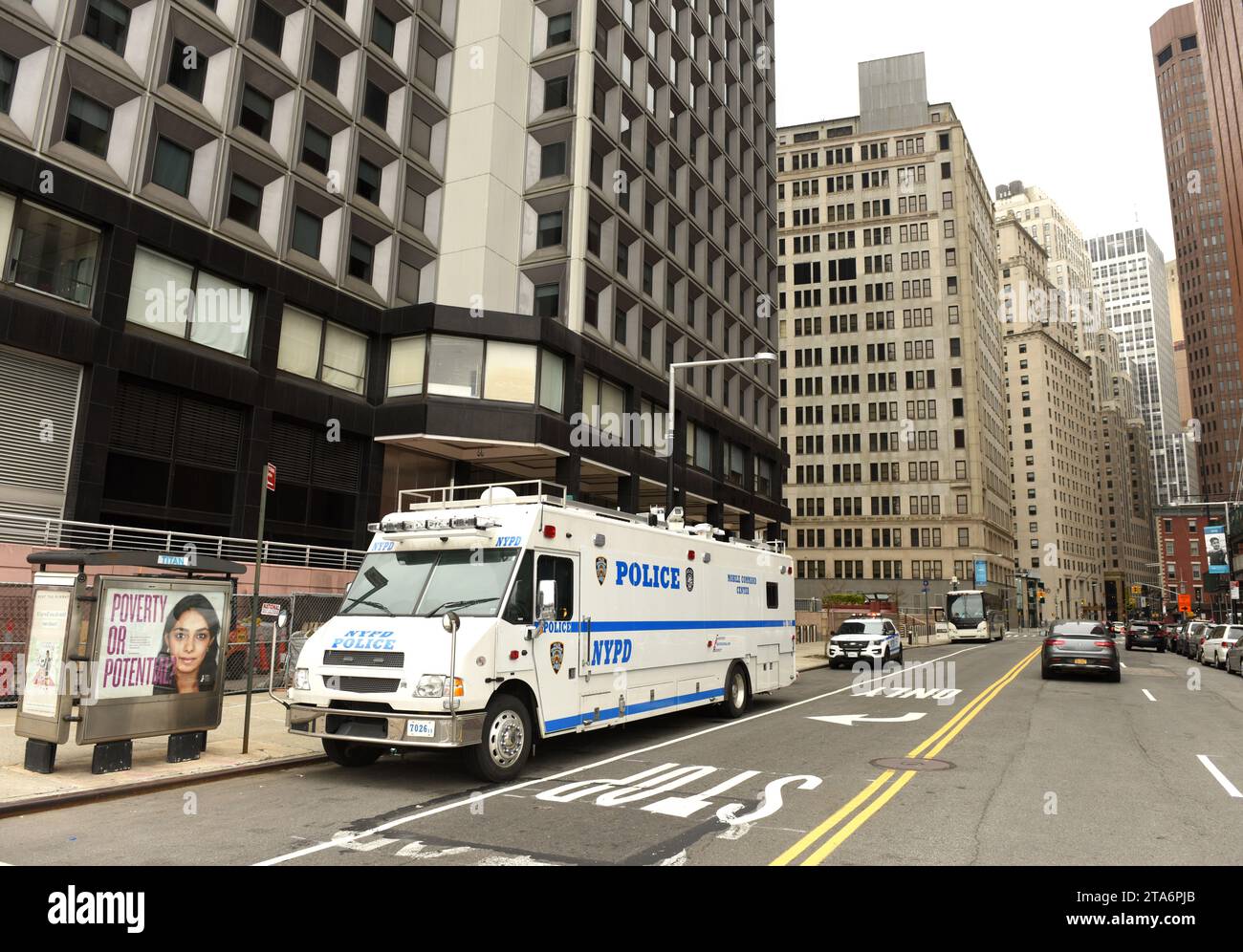 NEW YORK, USA - 28. Mai 2018: Polizeiauto des New York City Police Department (NYPD) auf den Straßen von Manhattan. Stockfoto