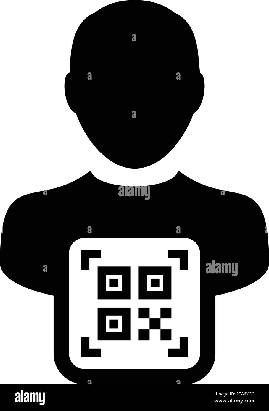 Digitale ID-Symbol-Avatar mit qr-Code für biometrische Identität im Vektor männliche Benutzer Person Profilsymbol für in einer Glyph-Piktogramm-Illustration Stock Vektor
