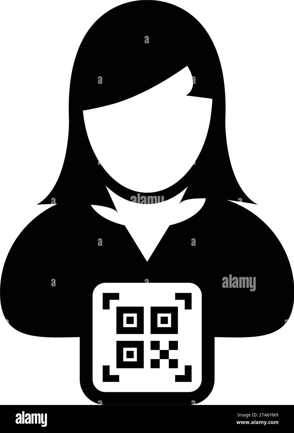 Digitale ID-Symbol-Avatar mit qr-Code für biometrische Identität im Vektor männliche Benutzer Person Profilsymbol für in einer Glyph-Piktogramm-Illustration Stock Vektor