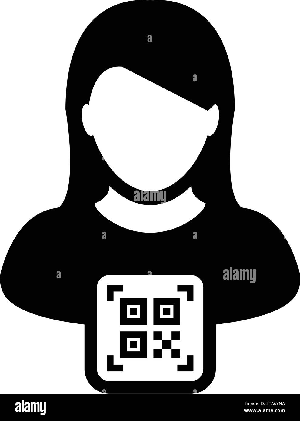 Digitale ID-Symbol-Avatar mit qr-Code für biometrische Identität im Vektor männliche Benutzer Person Profilsymbol für in einer Glyph-Piktogramm-Illustration Stock Vektor