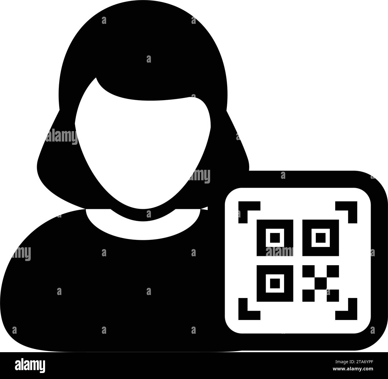 Digitale ID-Symbol-Avatar mit qr-Code für biometrische Identität im Vektor männliche Benutzer Person Profilsymbol für in einer Glyph-Piktogramm-Illustration Stock Vektor