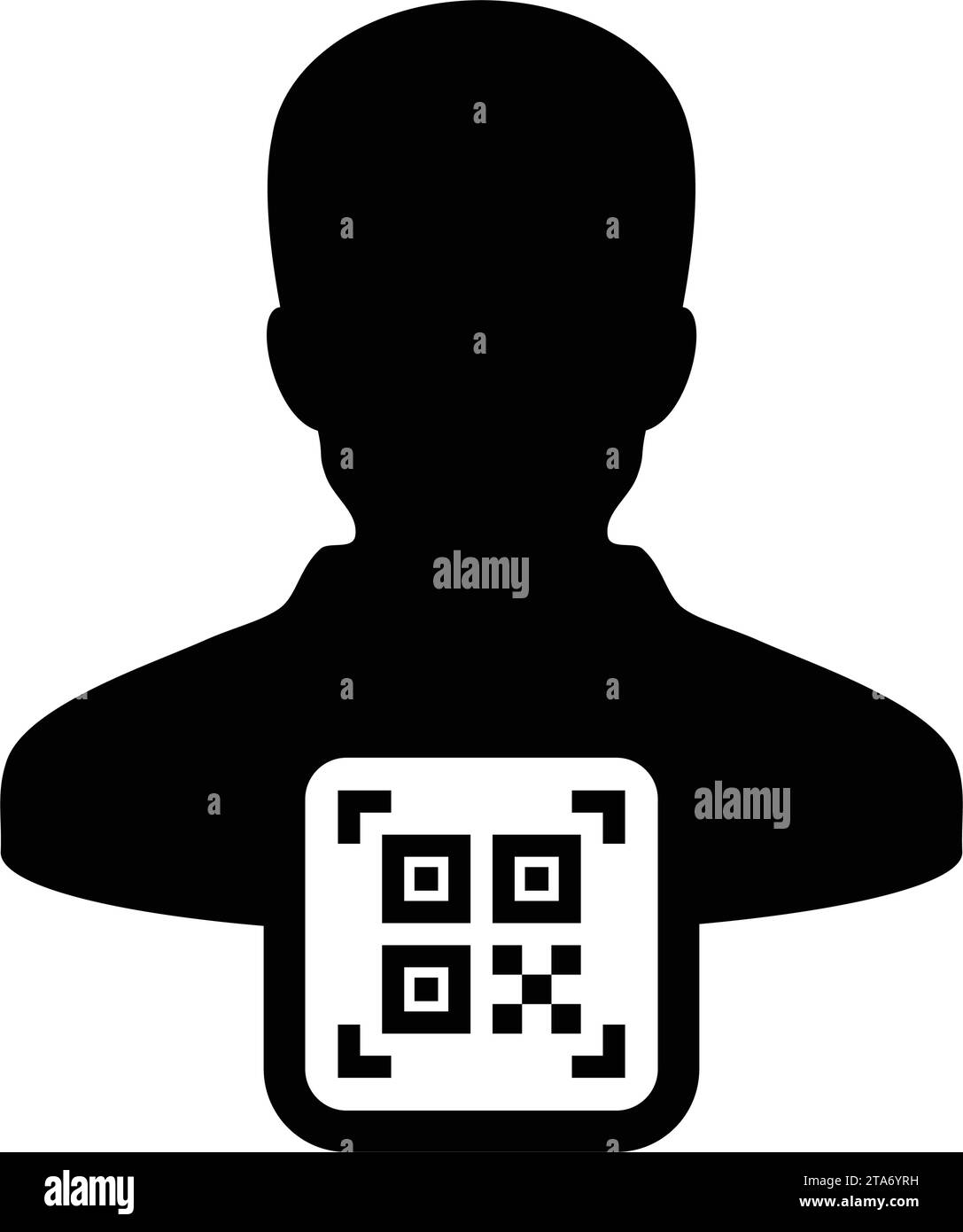 Digitale ID-Symbol-Avatar mit qr-Code für biometrische Identität im Vektor männliche Benutzer Person Profilsymbol für in einer Glyph-Piktogramm-Illustration Stock Vektor