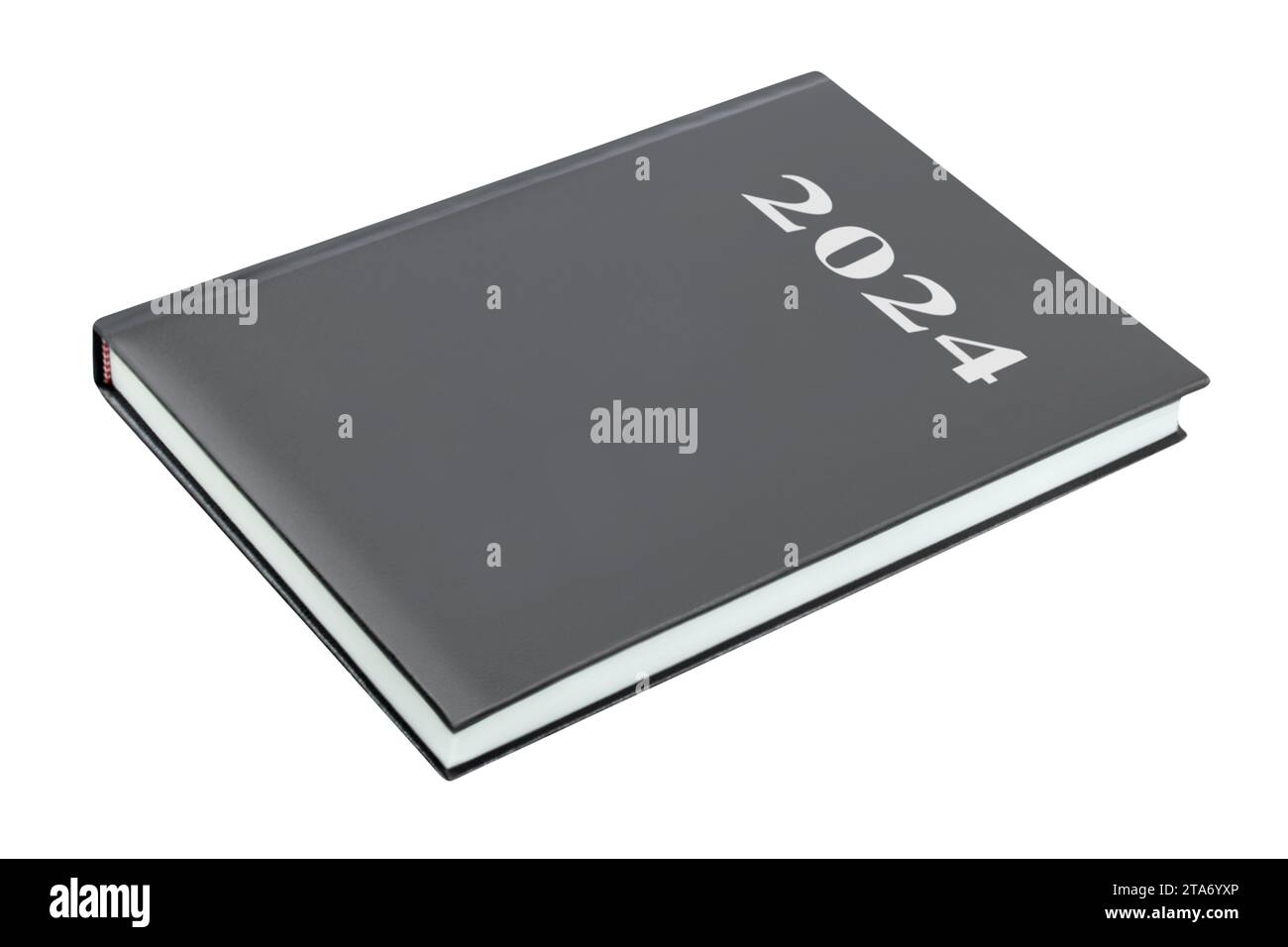 Kalenderbuch 2024 isoliert auf weißem Hintergrund Stockfoto
