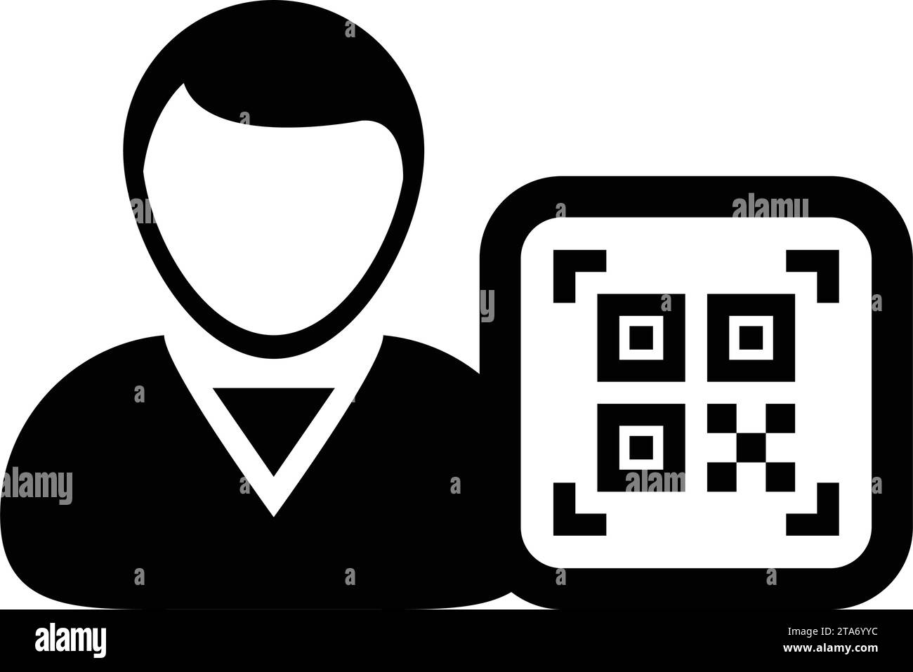 Digitale ID-Symbol-Avatar mit qr-Code für biometrische Identität im Vektor männliche Benutzer Person Profilsymbol für in einer Glyph-Piktogramm-Illustration Stock Vektor