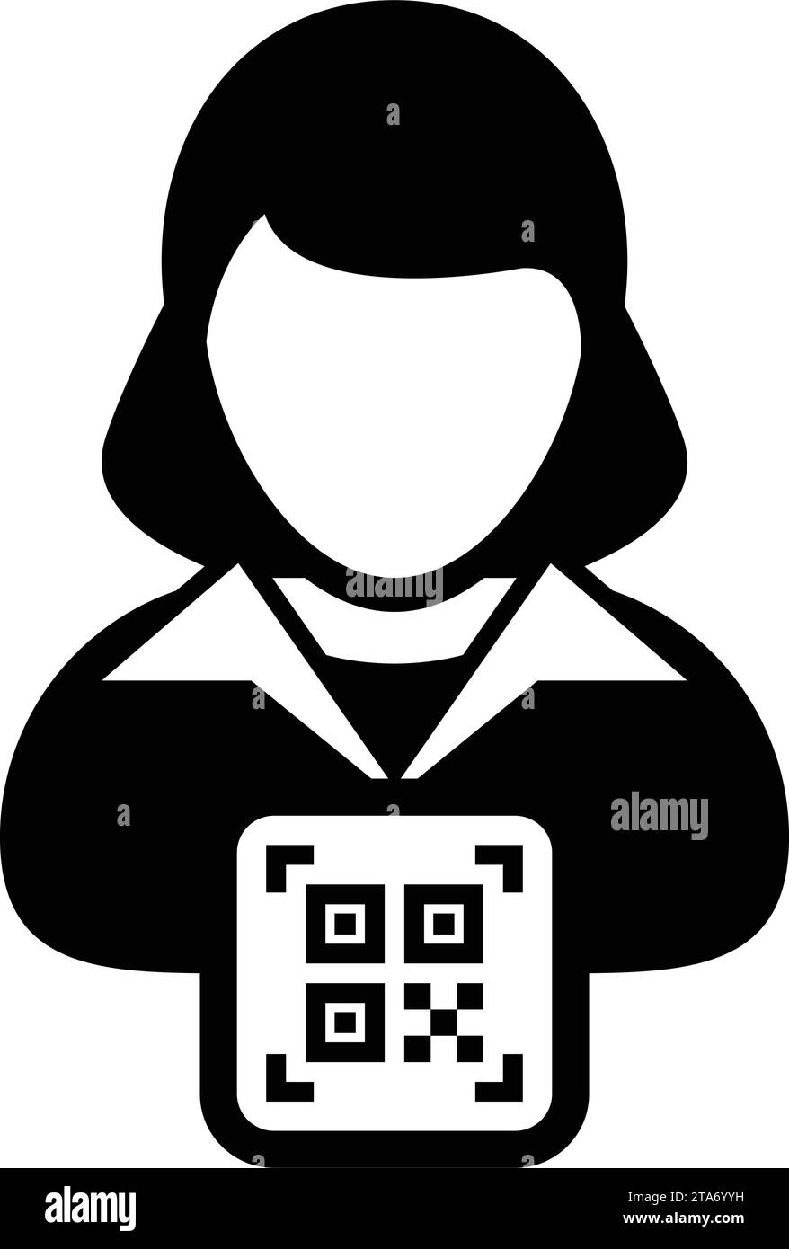 Digitale ID-Symbol-Avatar mit qr-Code für biometrische Identität im Vektor männliche Benutzer Person Profilsymbol für in einer Glyph-Piktogramm-Illustration Stock Vektor