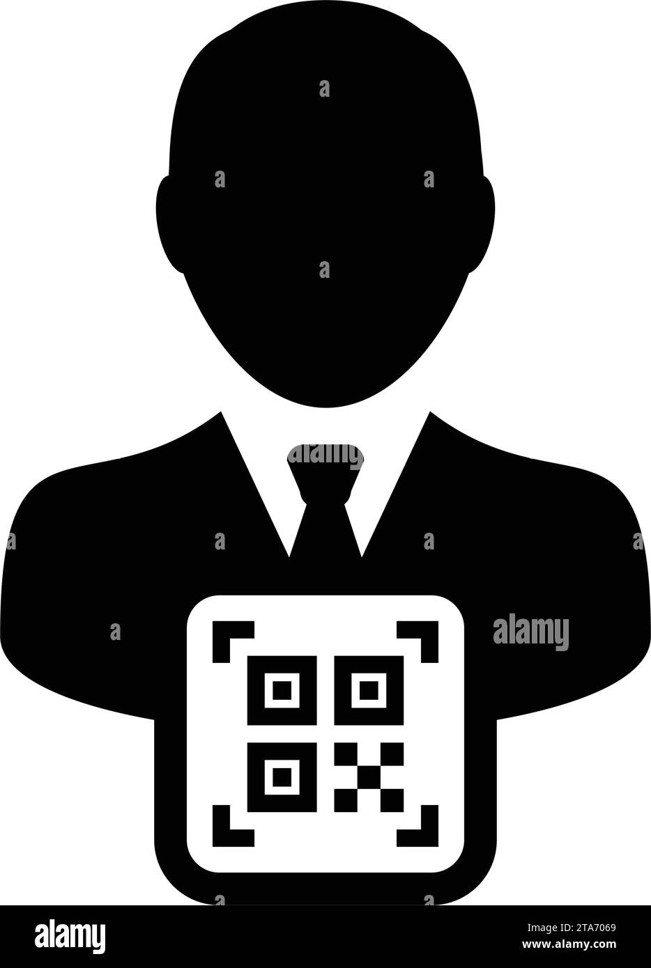 Digitale ID-Symbol-Avatar mit qr-Code für biometrische Identität im Vektor männliche Benutzer Person Profilsymbol für in einer Glyph-Piktogramm-Illustration Stock Vektor