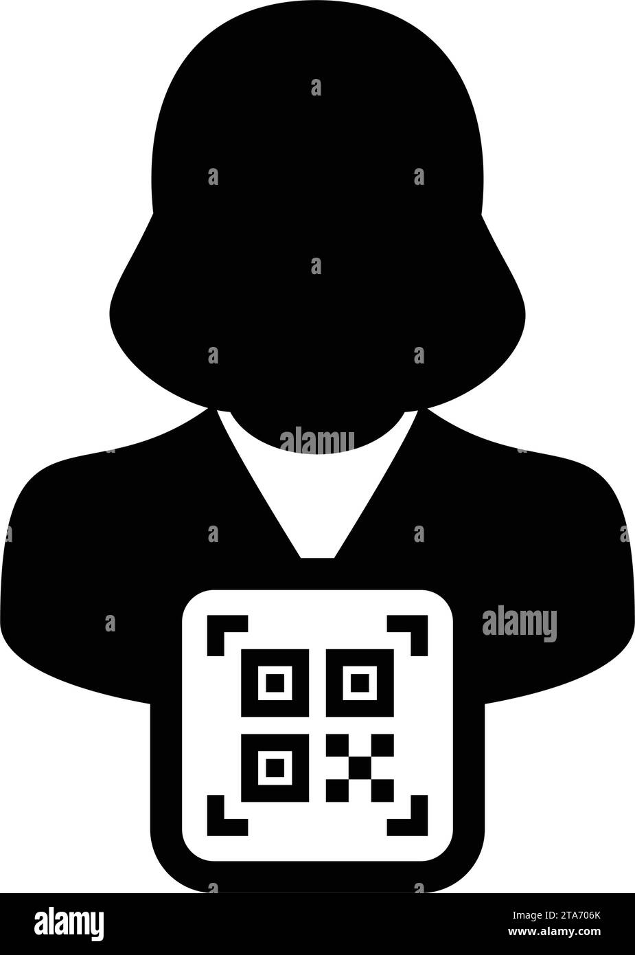 Digitale ID-Symbol-Avatar mit qr-Code für biometrische Identität im Vektor männliche Benutzer Person Profilsymbol für in einer Glyph-Piktogramm-Illustration Stock Vektor
