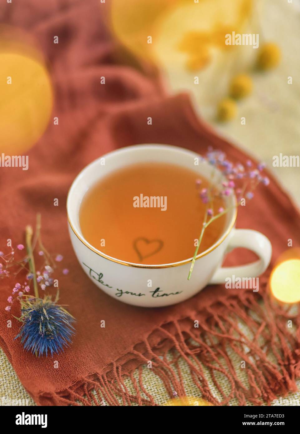 Nehmen Sie sich Zeit für eine Tasse Tee Stockfoto