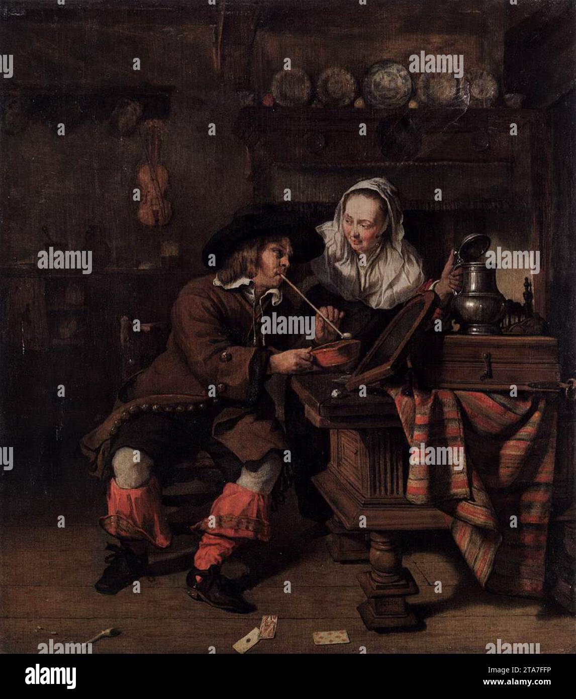 Tavernenszene um 1655 von Gabriel Metsu Stockfoto