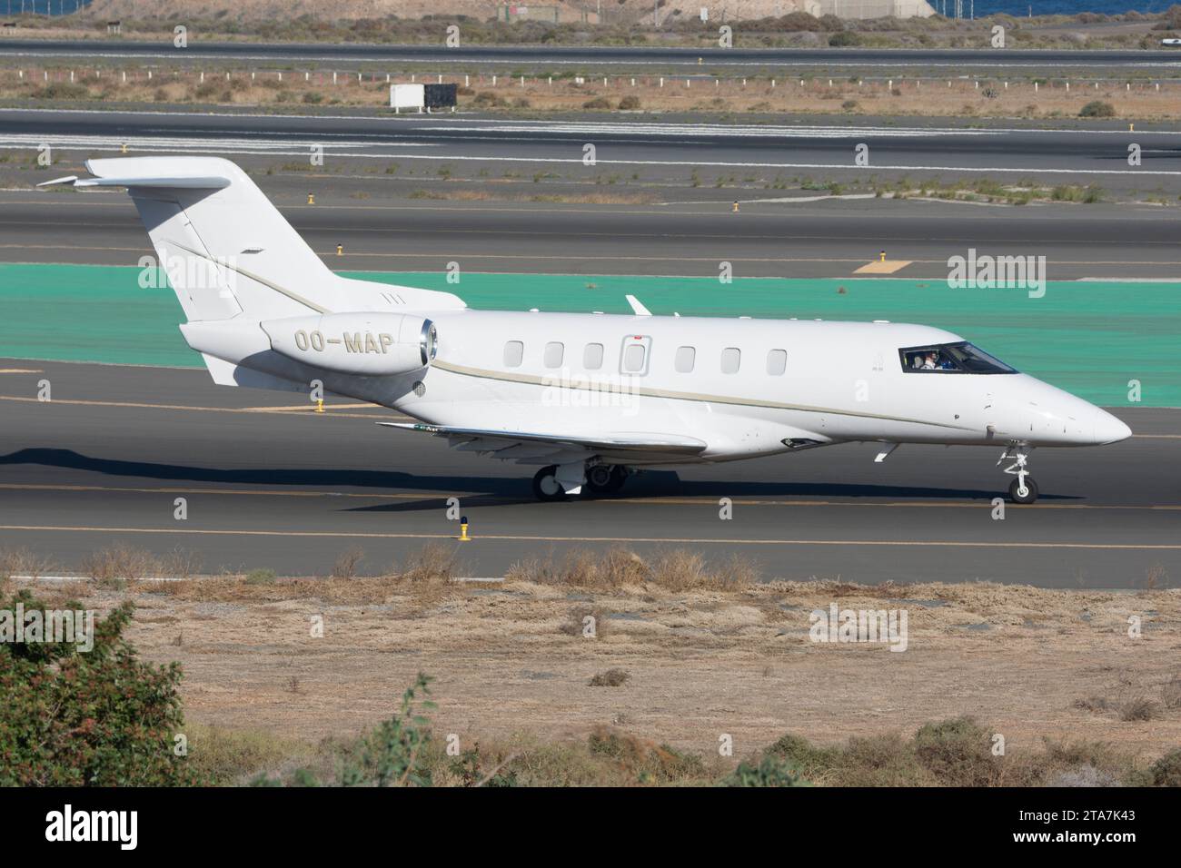 Avión ejecutivo Pilatus PC-24 en el aeropuerto de Gran Canaria Stockfoto