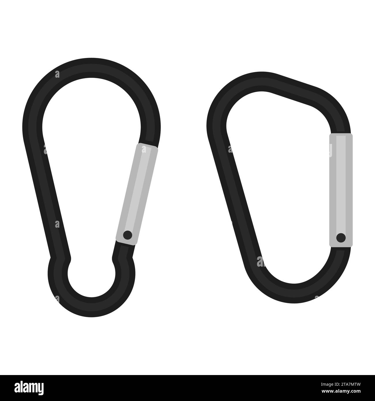 Unterschiedlicher Karabiner isoliert auf weißem Hintergrund. Vektorabbildung Stock Vektor