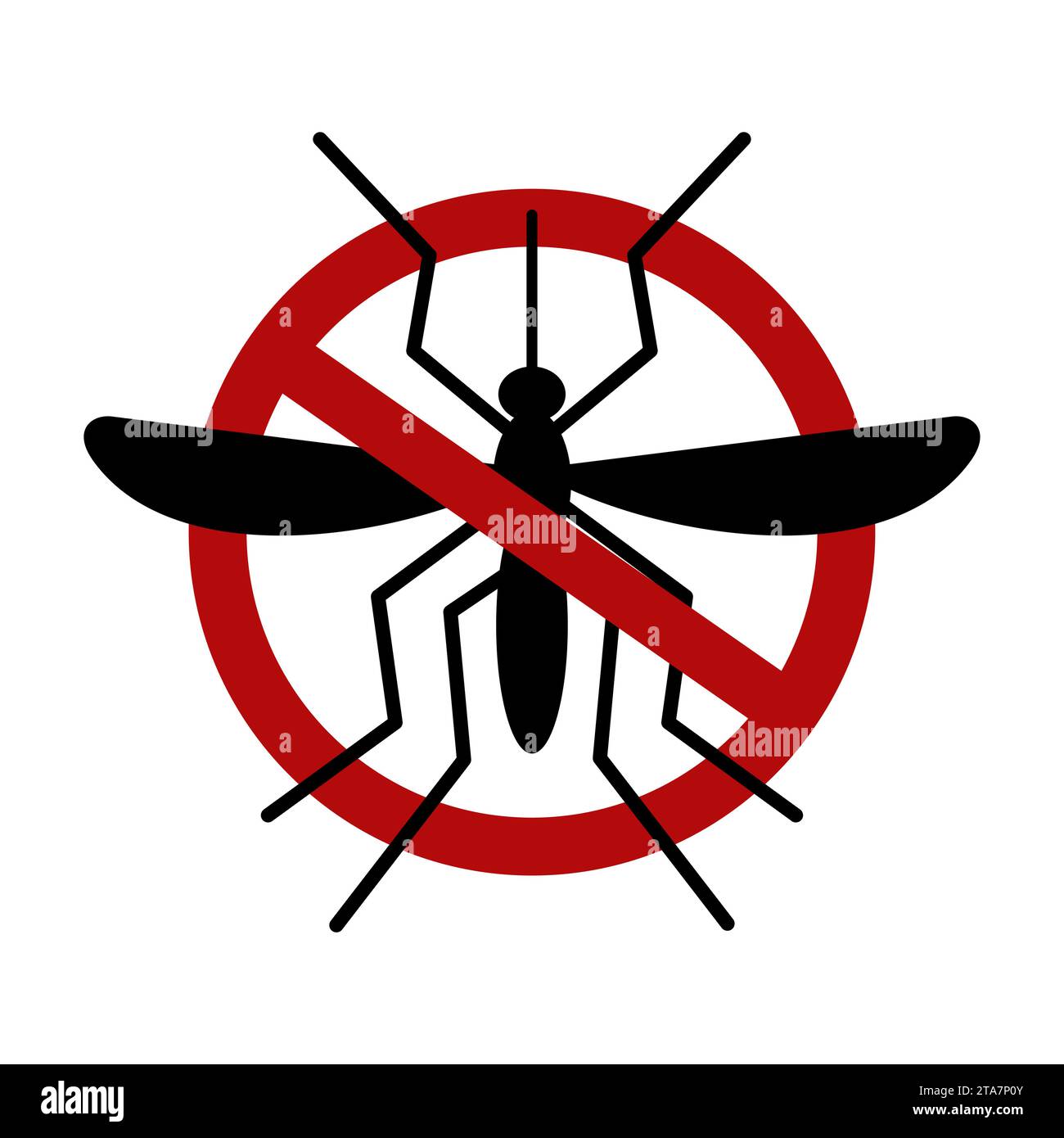 Mückenwarnung Verbotsschild. Halten Sie an und kontrollieren Sie die Mücke. Anti-Mücken-Symbol, Insektenschutz-Vektor-Symbol. Vektorabbildung Stock Vektor