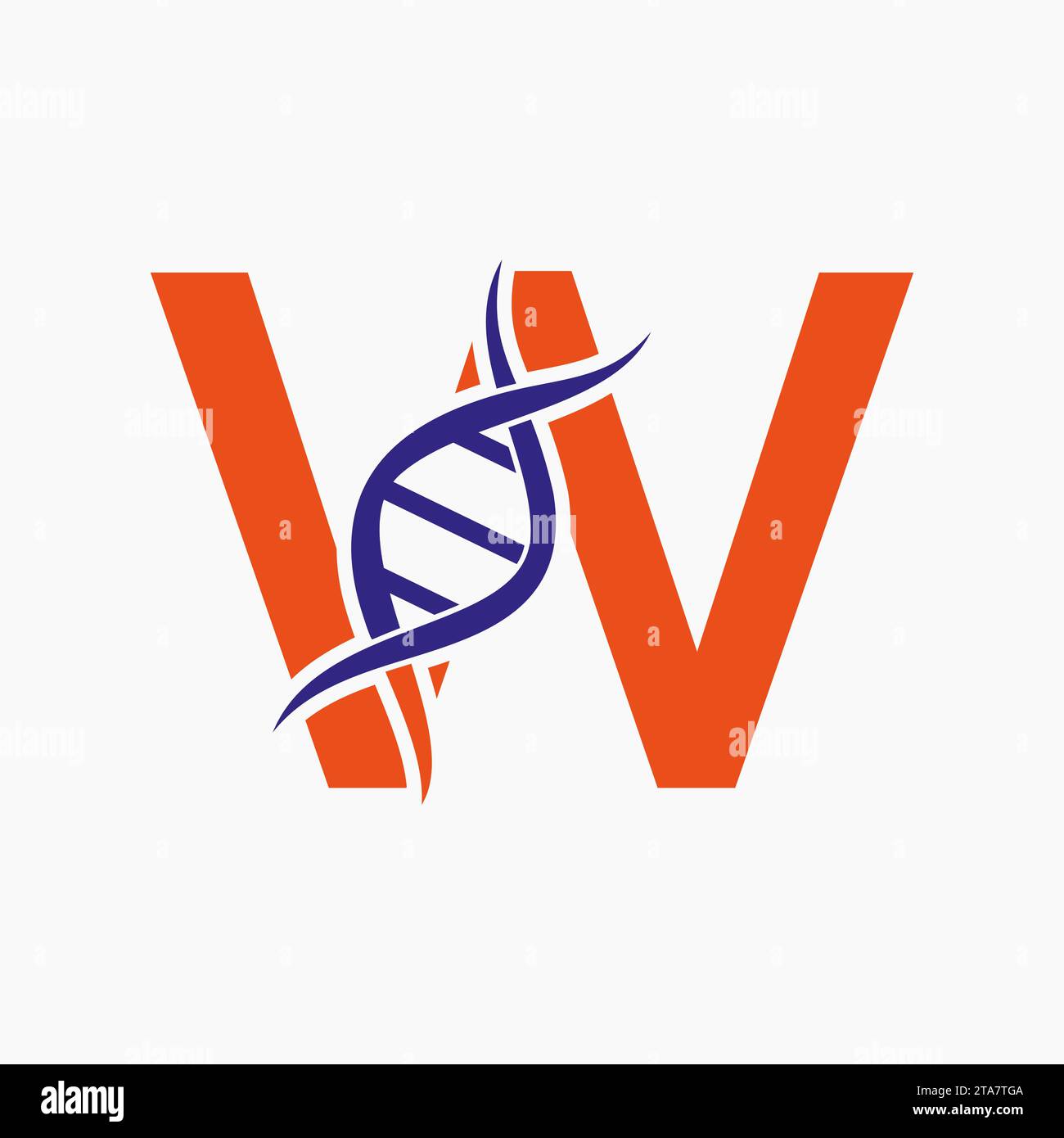 DNA-Logo auf Buchstabe W, Genetik-Logo, Medizin-Symbol Stock Vektor