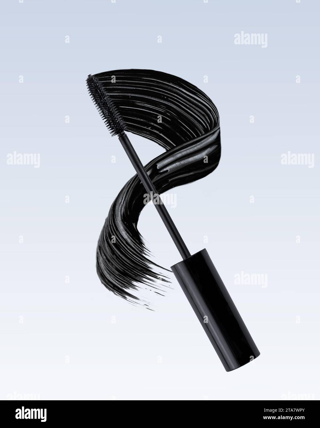 Schwarzes Mascara-Pinselstrichmuster. Kreativer kosmetischer Mascara-Abstrich. Stockfoto