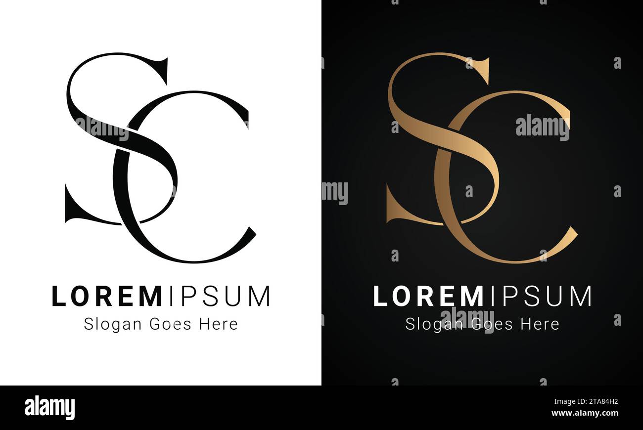 Luxuriöses Initial SC- oder CS-Monogramm-Logo-Design Stock Vektor
