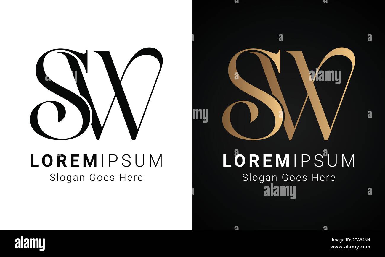 Luxuriöses Initial WS- oder SW-Monogramm-Logo-Design Stock Vektor