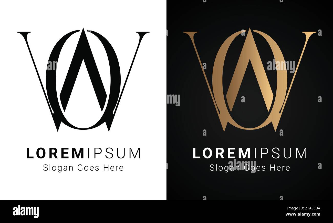 Luxuriöses Initial AA- oder OW Monogramm-Logo-Design Stock Vektor
