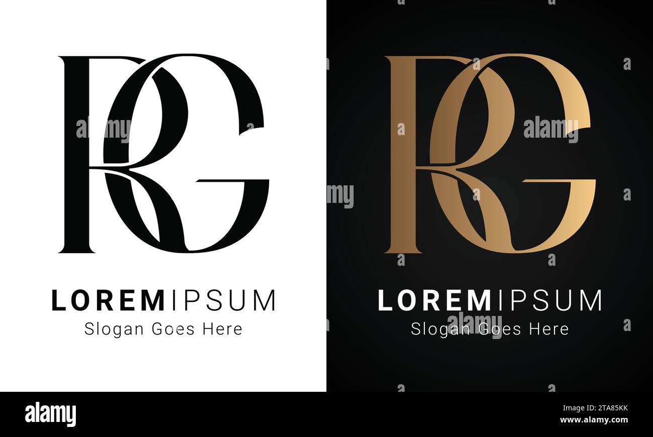 Luxuriöses Initial GR- oder RG-Monogramm-Logo-Design Stock Vektor