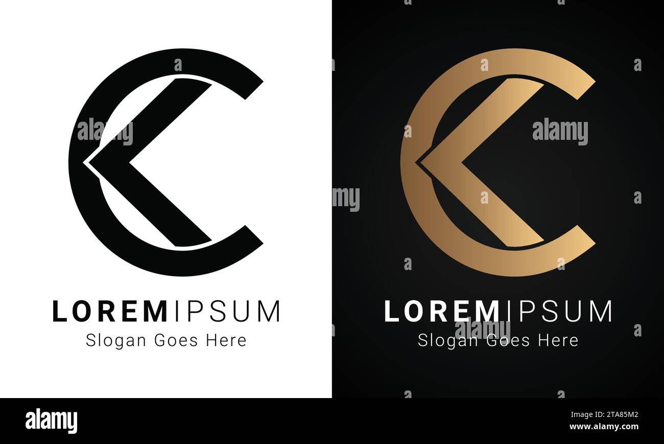 Luxuriöses Initial CK- oder KC-Monogramm-Logo-Design Stock Vektor