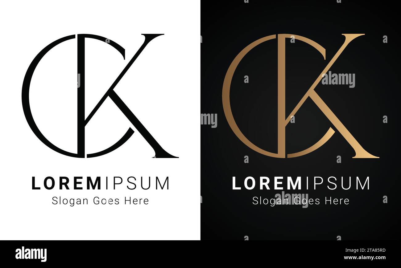 Luxuriöses Initial CK- oder KC-Monogramm-Logo-Design Stock Vektor