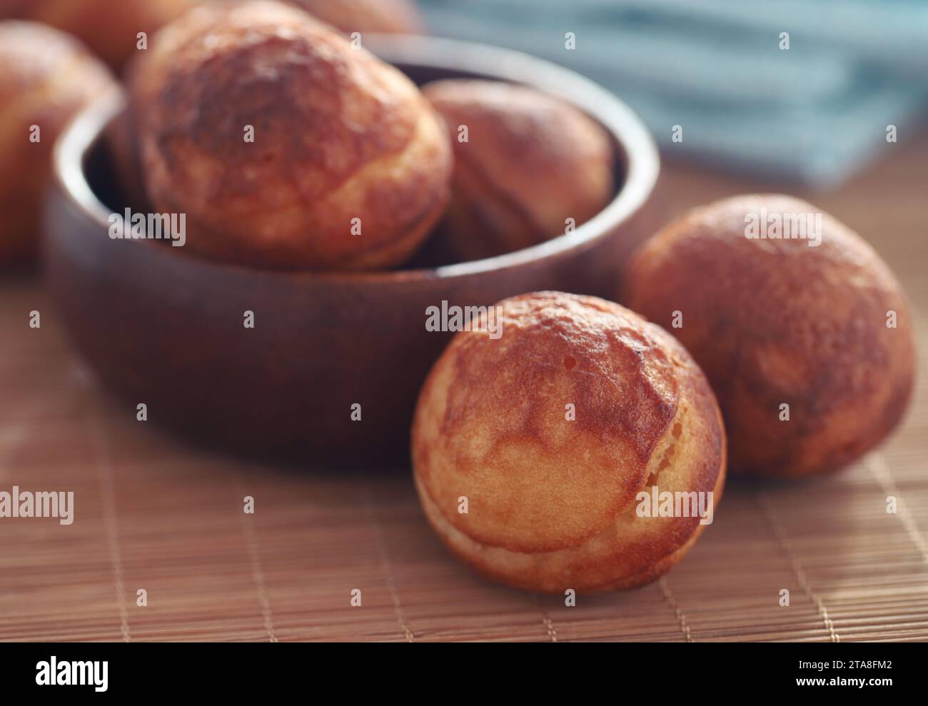Beliebte Dansih-Pfannkuchenbällchen oder Aebleskiver Stockfoto