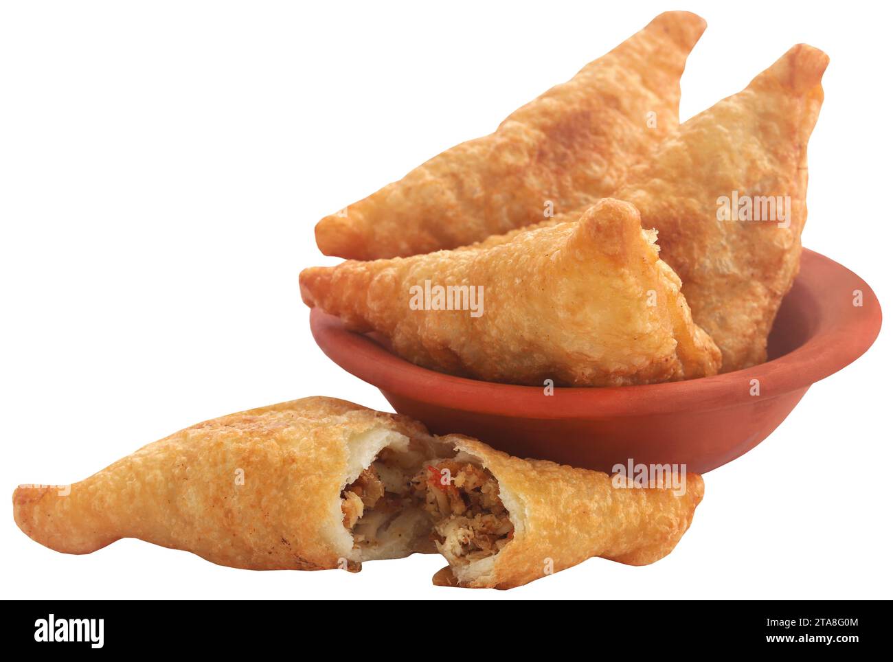 Traditionelles indisches, frittiertes Frühstück Samosa, sehr lecker Stockfoto