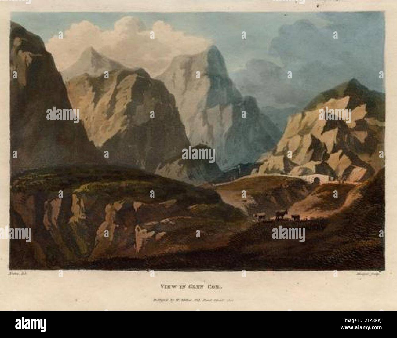 Blick in Glencoe von J. Merigot - James Mérigot - ABDAG011923. Stockfoto