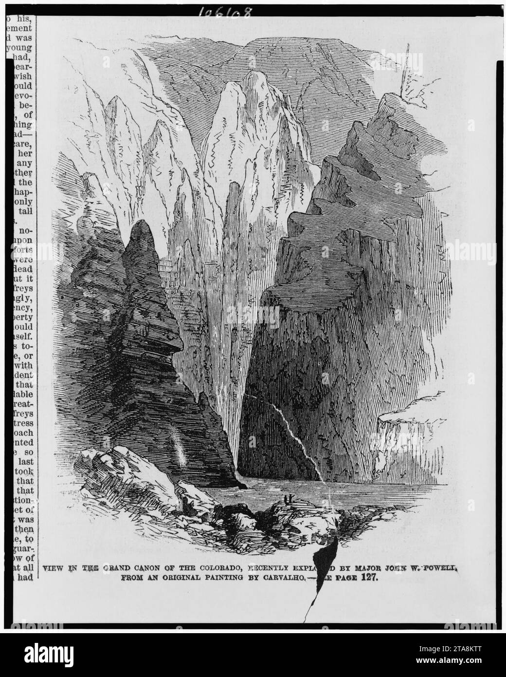 Blick auf den Grand Canon of the Colorado, der kürzlich von Major John W. Powell vertrieben wurde - von einem Originalgemälde von Carvalho. Stockfoto