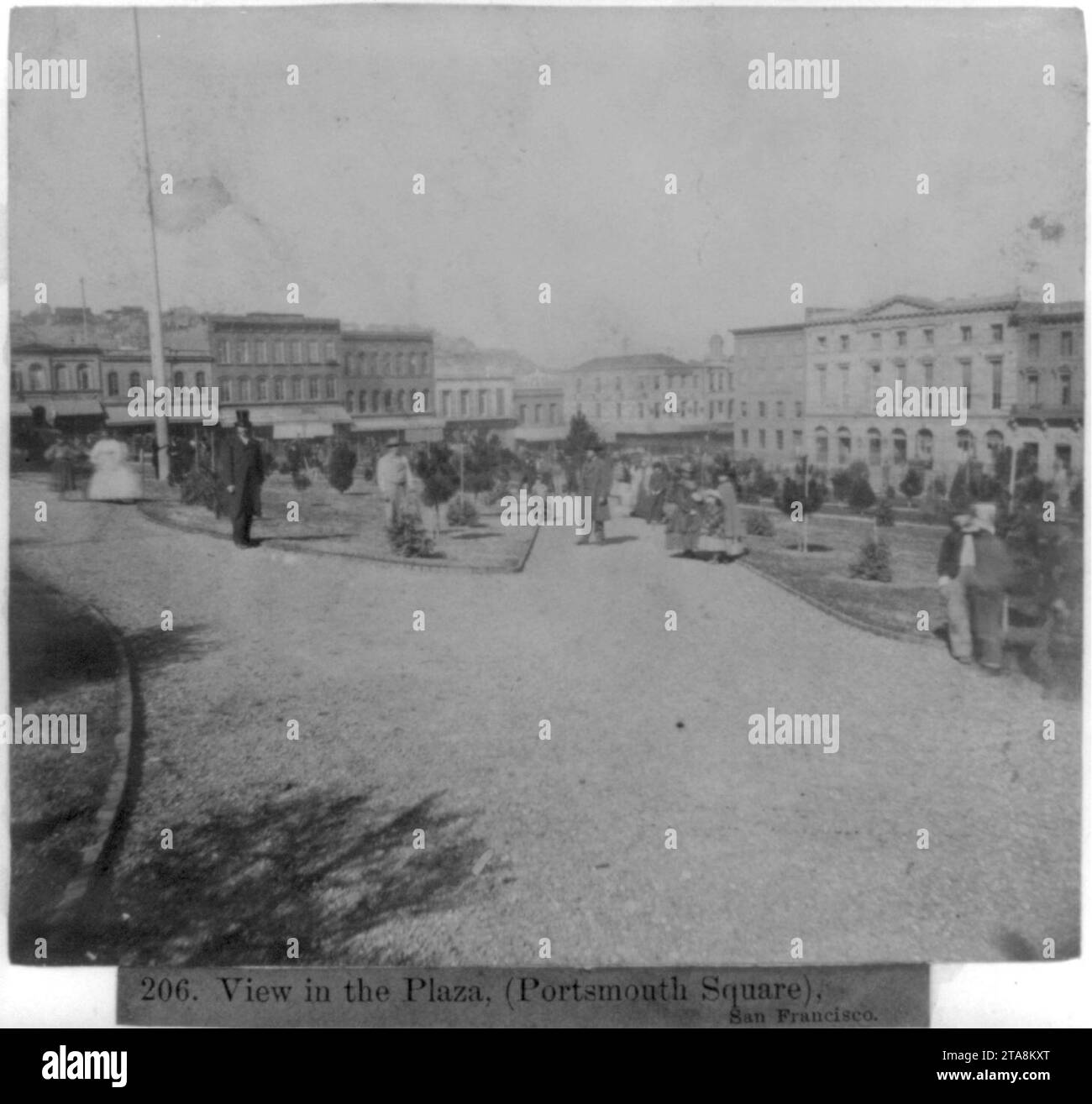 Ansicht in der Plaza, (Portsmouth Square) San Francisco Stockfoto