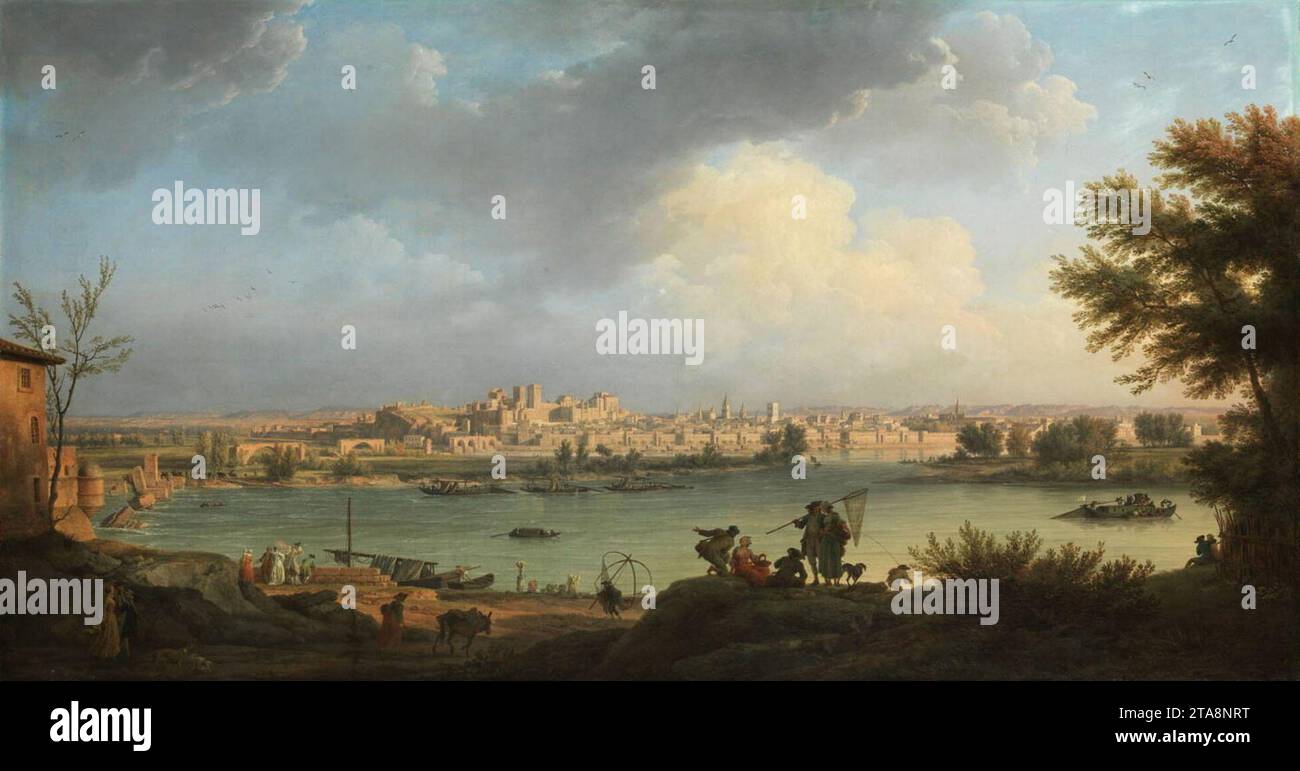 Blick auf Avignon vom rechten Rhoneufer von Claude-Joseph Vernet, 1756. Stockfoto