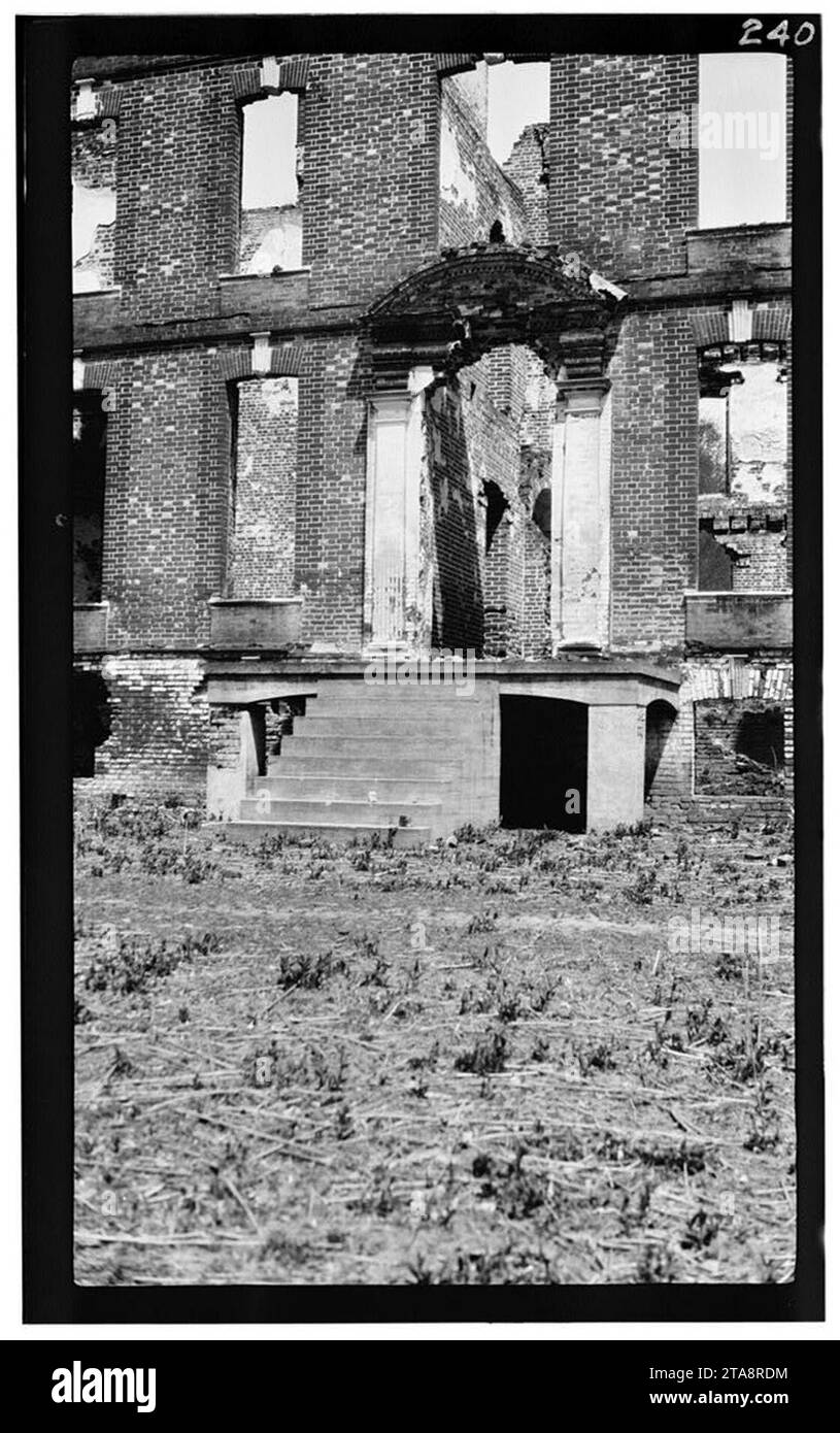 Blick auf die Fassade Rosewell Plantation Carter Creek Gloucester County Virginia. Stockfoto