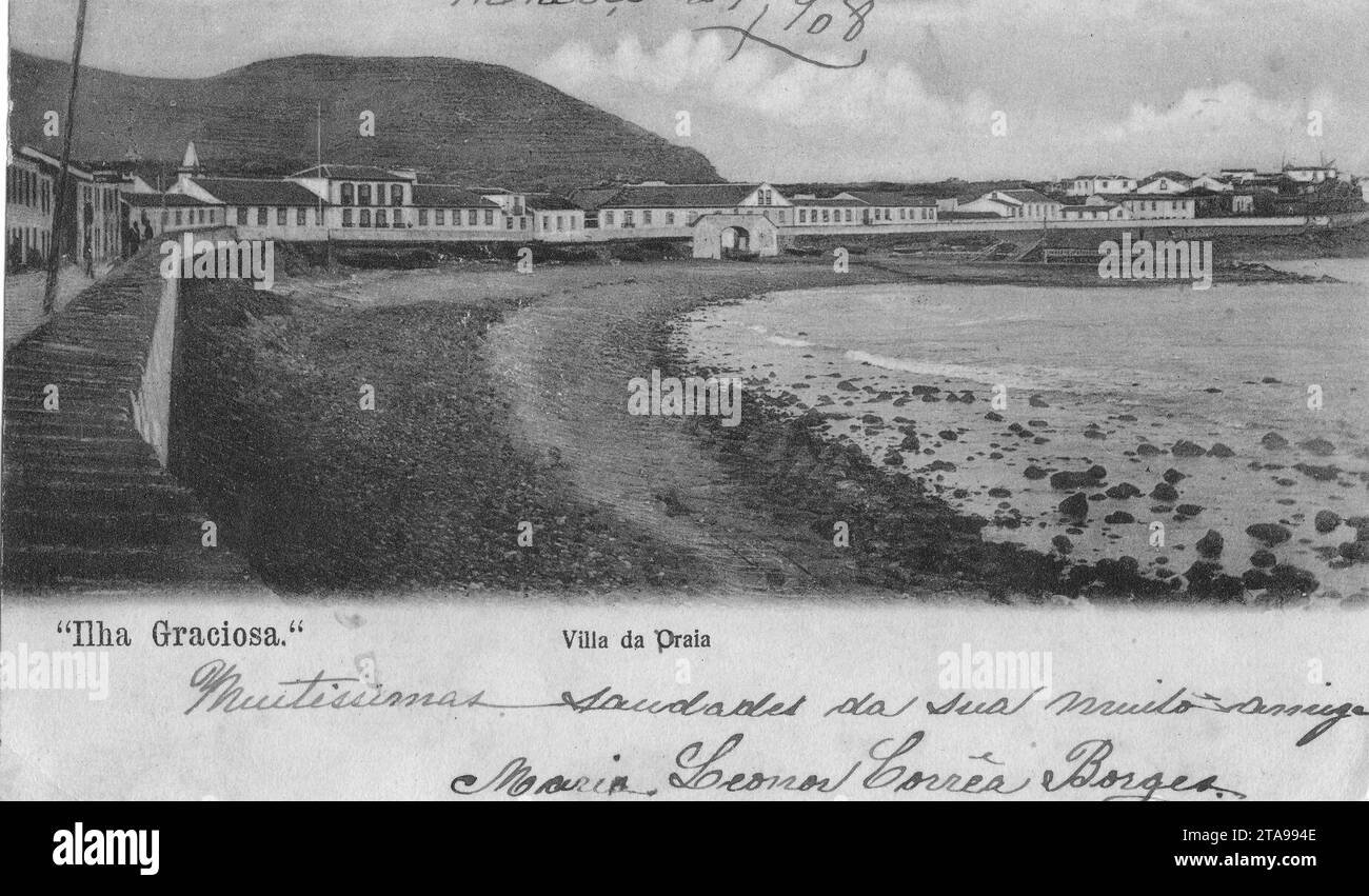 Vila da Praia, ilha Graciosa, Azoren, Arquivo de Villa Maria, Angra do Heroísmo, Azoren. Stockfoto