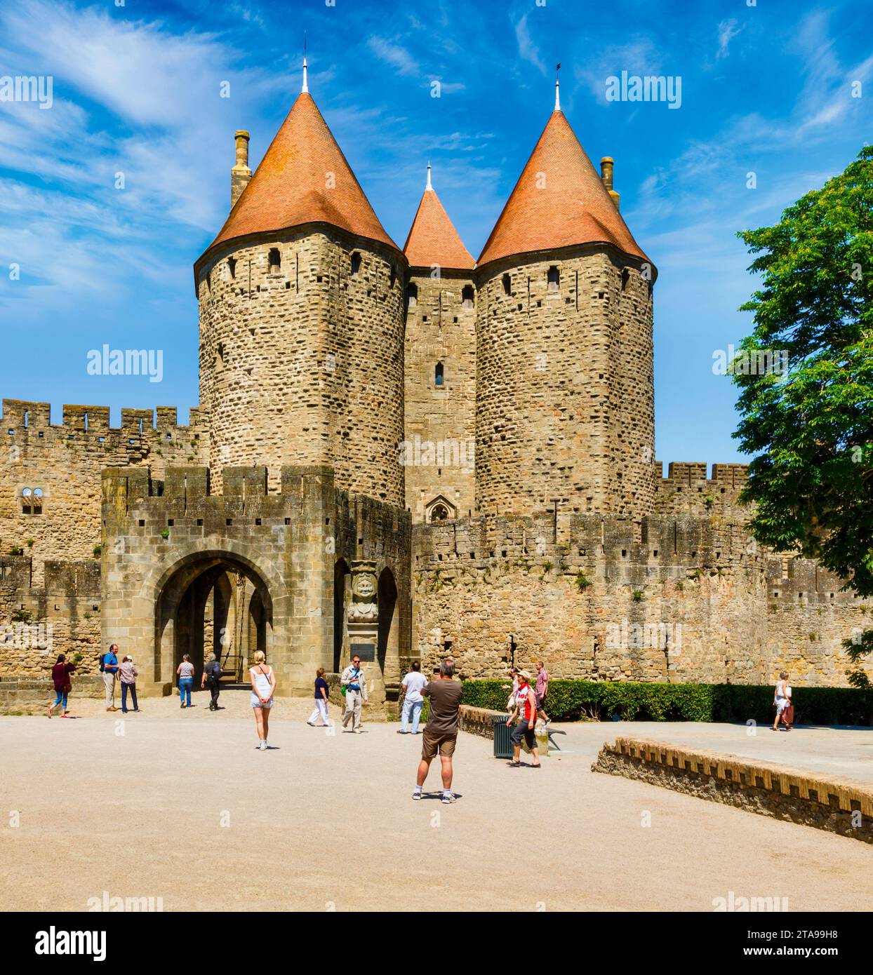 Porte Narbonnaise, Carcassonne, Languedoc-Roussillon, Frankreich Stockfoto
