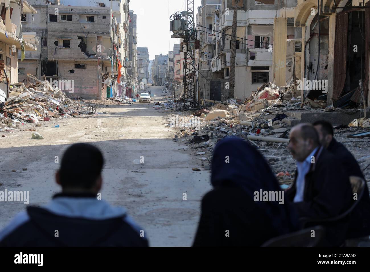 Gaza. November 2023. Das Foto vom 29. November 2023 zeigt die Szene von