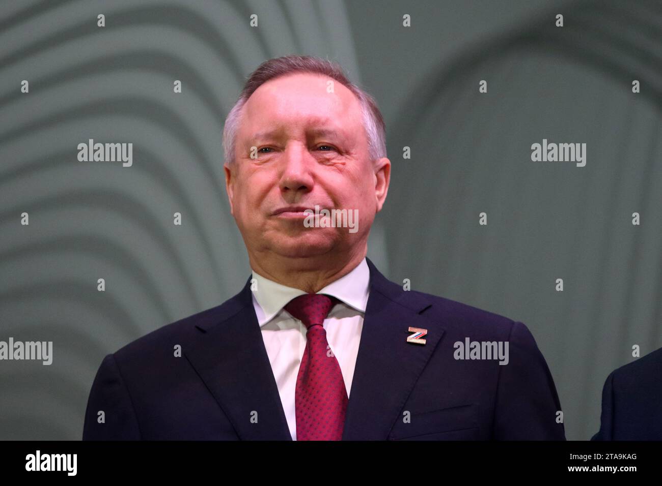 Sankt Petersburg, Russland. November 2023. Alexander Beglov, Gouverneur von St. Petersburg nimmt an der XXVII Internationalen Forum-Ausstellung russischer Industrieller Teil, die auf dem Expoforum in Sankt Petersburg stattfand. Quelle: SOPA Images Limited/Alamy Live News Stockfoto