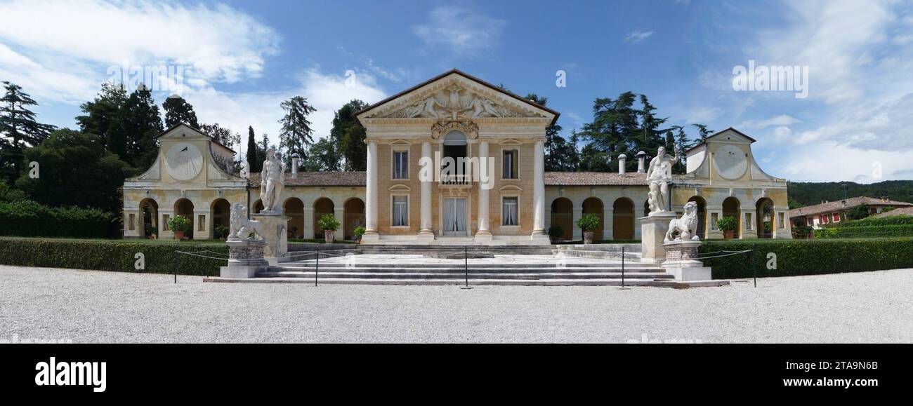 Villa Barbaro panoramica fronte Marcok. Stockfoto