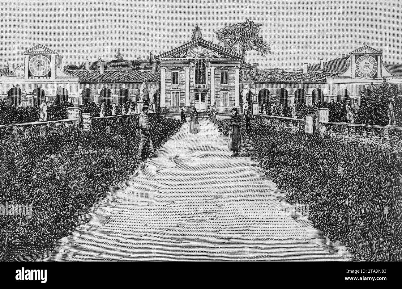 Villa Barbaro, ora Giacomelli a Maser (xilografia). Stockfoto