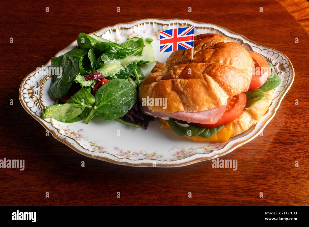 Sandwich mit Schinkenbrötchen Stockfoto