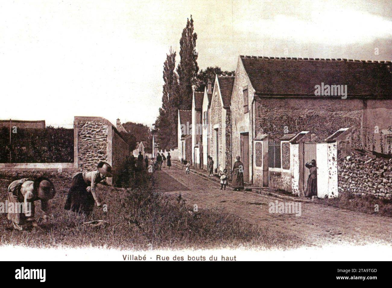 Villabé - CP - Rue dus bouts du Haut. Stockfoto