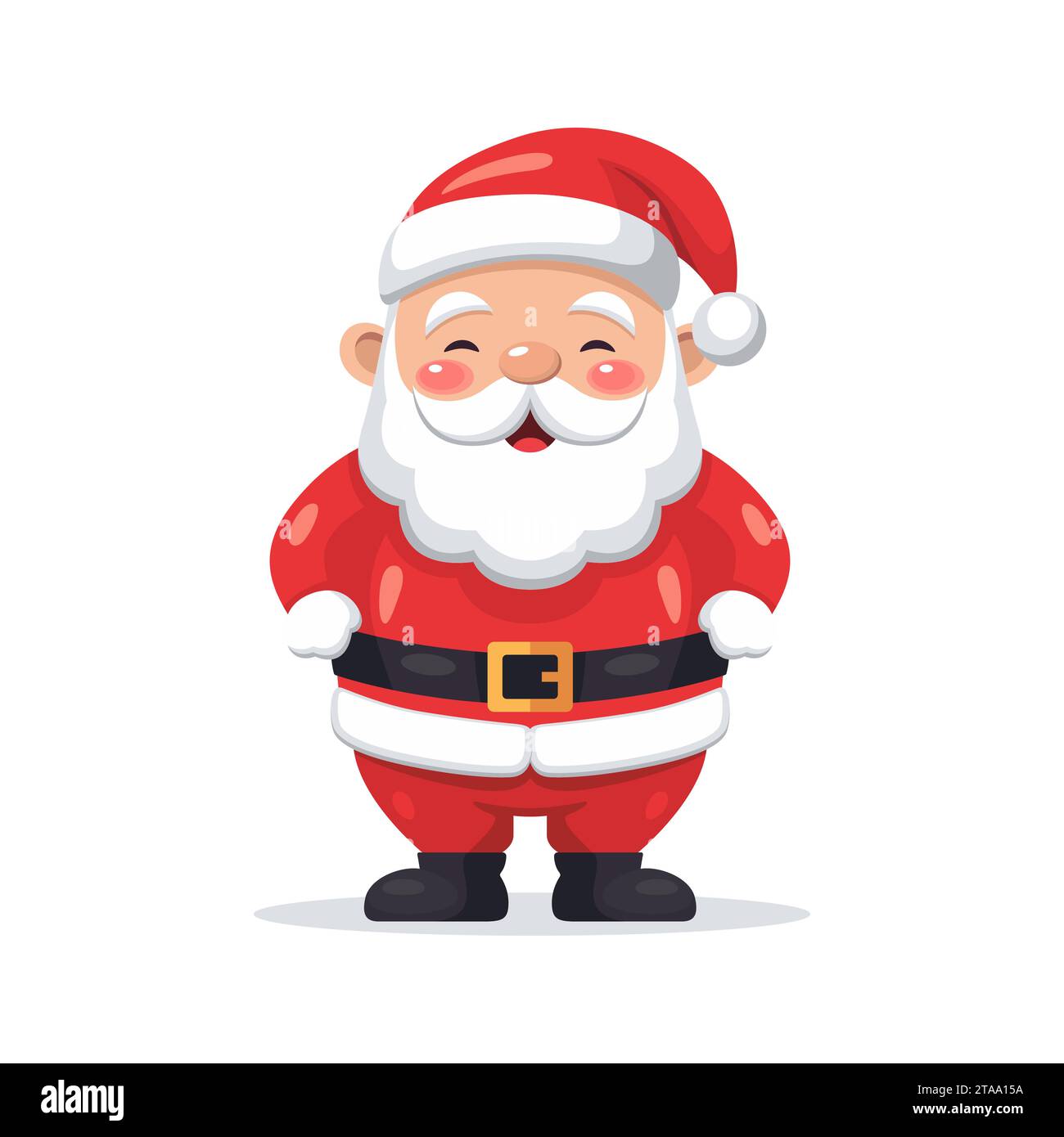 Flacher Vektor Porträt des lächelnden glücklichen Weihnachtsmanns. Cartoon Weihnachten Santa Claus Icon, Isolierte Vektor-Illustration, Vorderansicht Stock Vektor