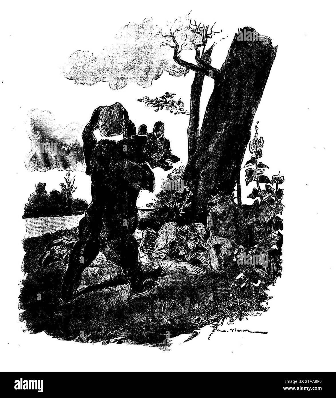 Vimar - Fables de La Fontaine - 08-10 . L'Ours et l'Amateur des jardins. Stockfoto