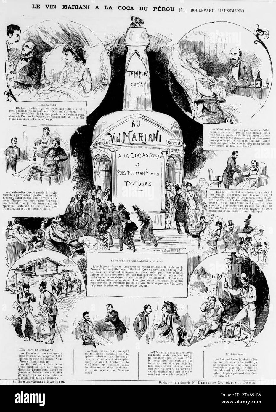 Vin Mariani Robida Vie Parisienne 1877. Stockfoto