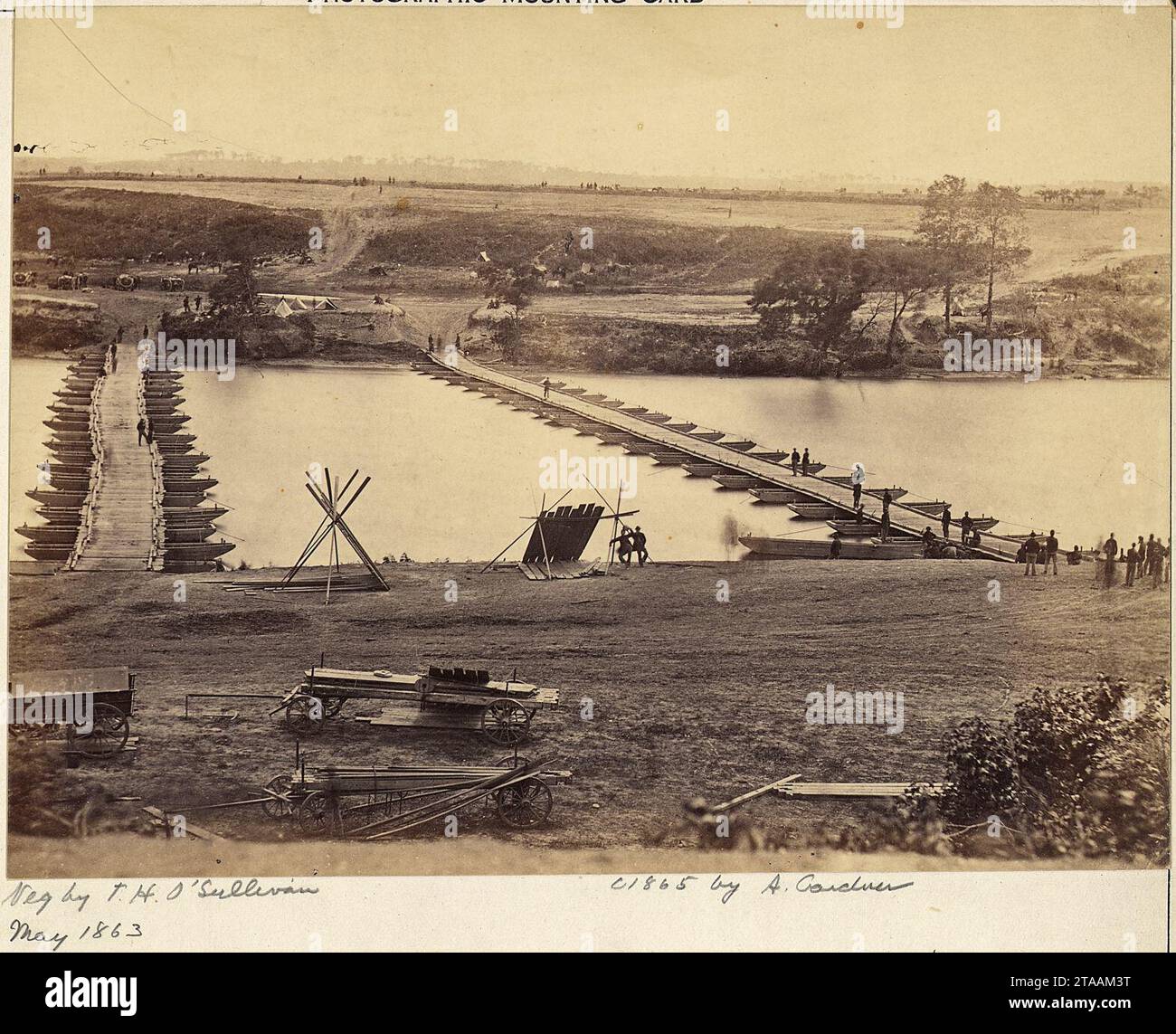 Virginia, Fredericksburg, Pontoon Bridge über den Rappahannock River. Stockfoto