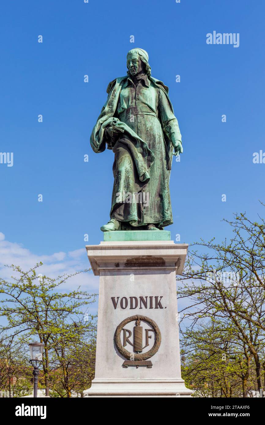 Vodnik-Denkmal auf dem Vodnik-Platz, Ljubljana, Slowenien Stockfoto