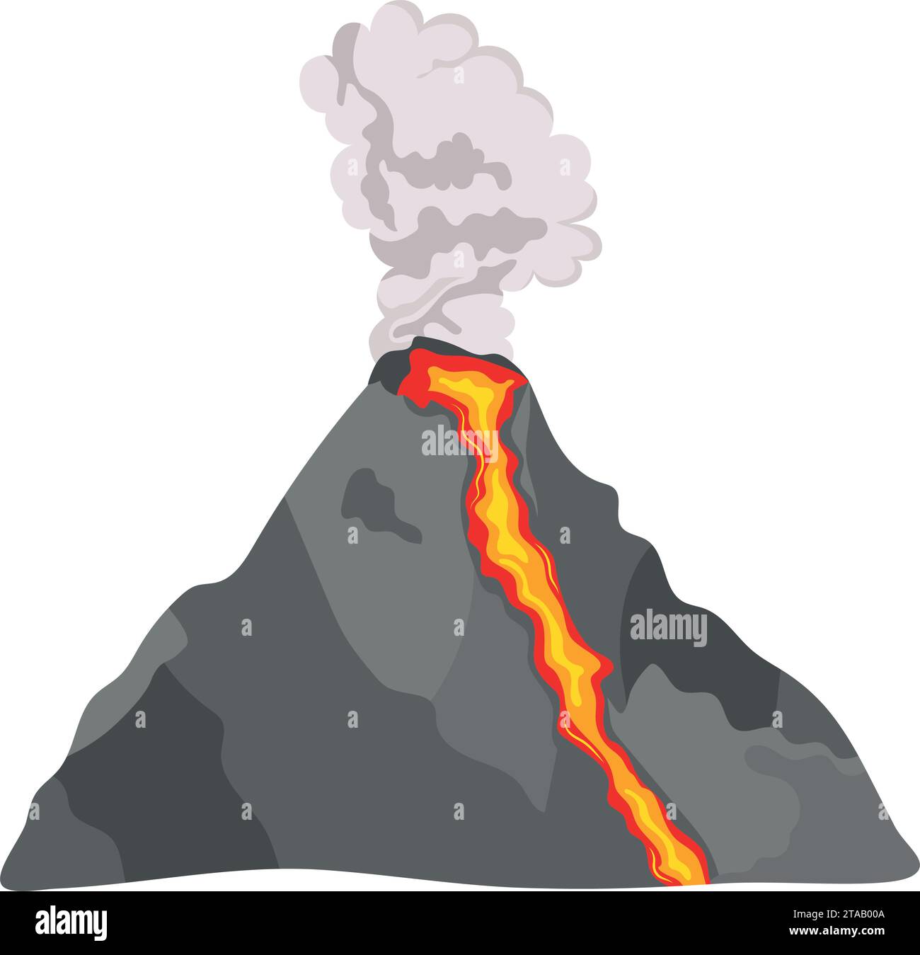 Vulkanillustration mit Rauch und Magma Stock Vektor