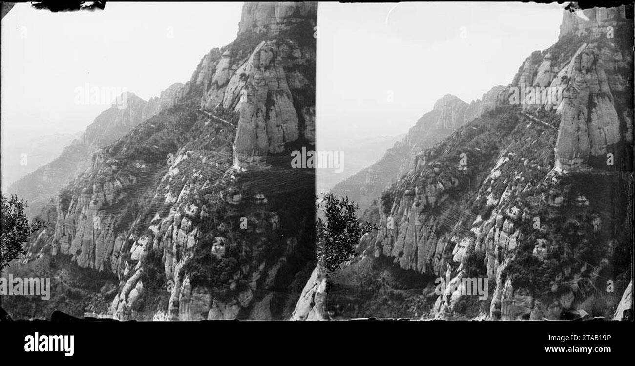 Vista del massís de Montserrat. Stockfoto