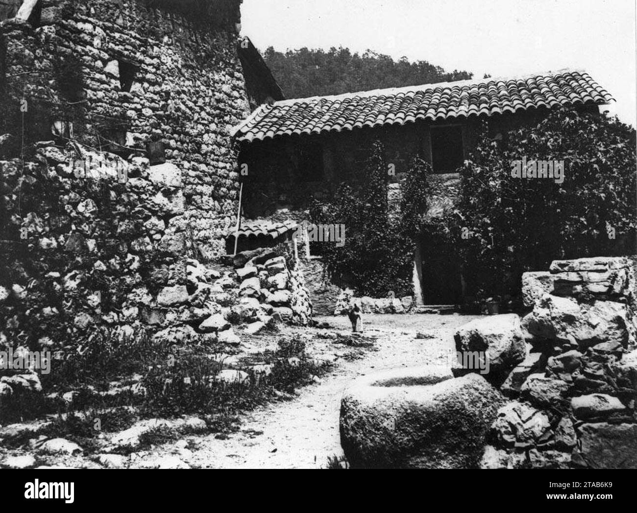 Vista Parcial de Sant Salvador de la Vedella. Stockfoto