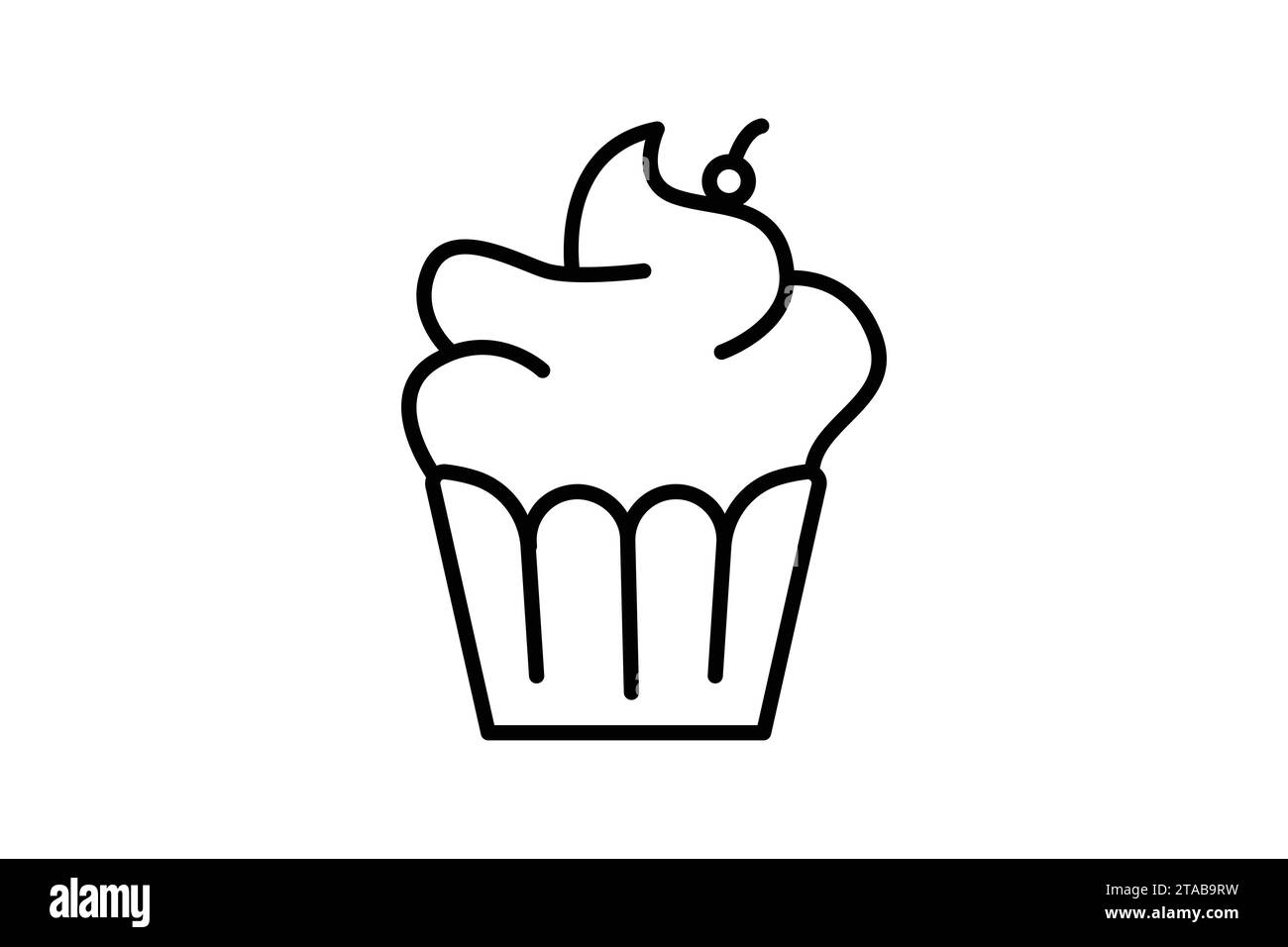 Symbol „Tasse Kuchen“. Symbol für die Party eine Party zum Thema Backen oder Dessert. Liniensymbolstil. Einfache Vektorkonstruktion bearbeitbar Stock Vektor