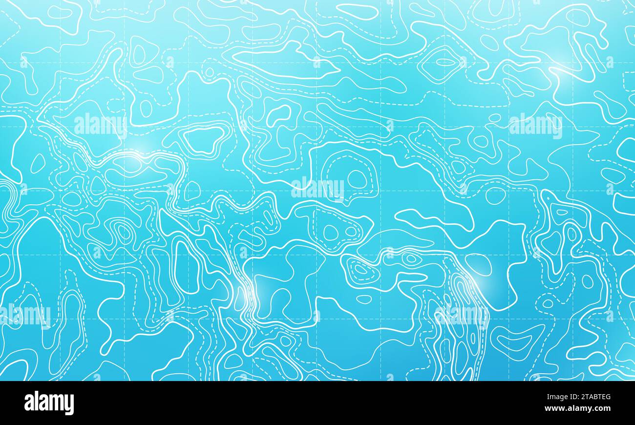 Ozeanboden topographische Linienkarte kurvige Wellen Isolinien Vektor-Illustration. Topographische Landschaftsoberfläche für nautische Radarmessungen. Cartog Stock Vektor