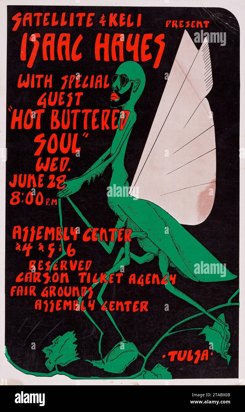 Isaac Hayes Konzertposter – Assembly Center Concert Poster (Satellite & Keli Present, 1972) Tulsa Stockfoto